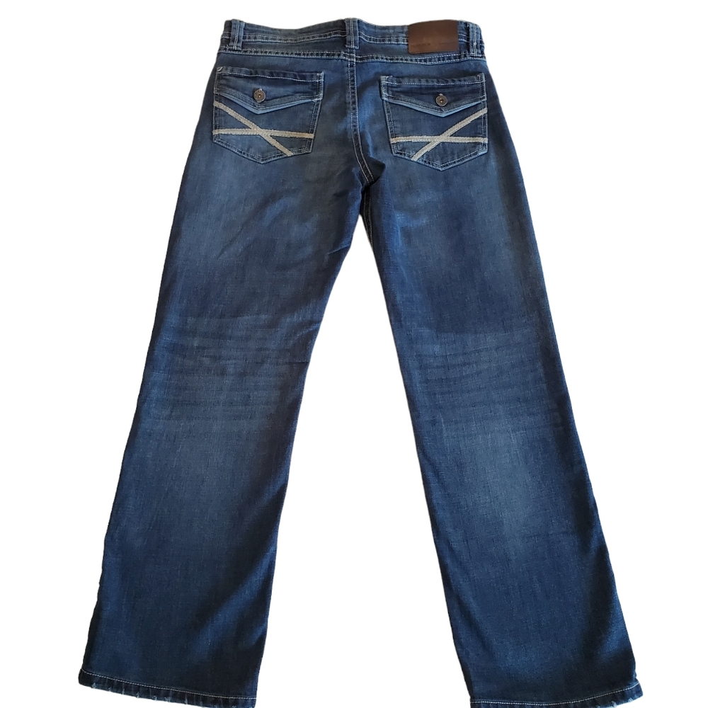 TK Axel Men's Jeans Boot Cut Flap Pockets Slim Embroidered Contrast Stitch 35x32